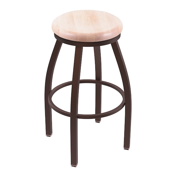 25" Swivel Counter Stool, Bronze Finish, Nat Maple Seat